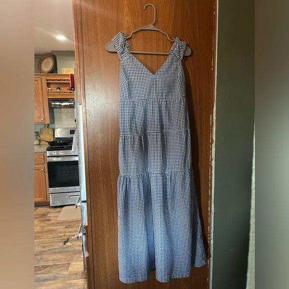 Blue gingham maxi dress - Picture 1 of 3